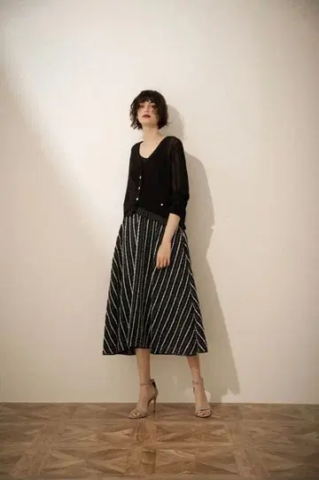 CHONO  스커트 롱 기장 플레어 페티코트 포함