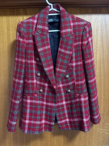 ZARA 레드 체크 더블 브레스트 M