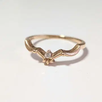 agete K10 웨이브 반지 다이아몬드