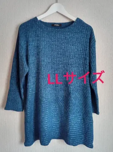 LL 사이즈 파랑 리브 긴팔 니트