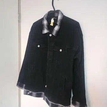 NOID 노아이디 데님 자켓 체크 블랙