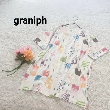 그라니프 [M] 반팔 티셔츠 아이스 패턴 컬러풀 귀여운 캐주얼