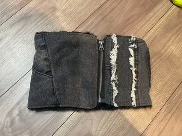 핸드메이드 데님 리메이크 블랙 넥워머 머플러