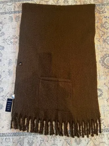 택 포함 새상품 스톨 포켓 부착 대형 담요 브라운