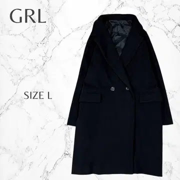 그레일 깔끔한 심플 무지 블랙 롱 기장 체스터 코트 L 고품질