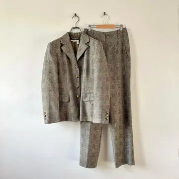 이탈리아제 빈티지 페라가모 수트 셋업 실크 울 체크 42