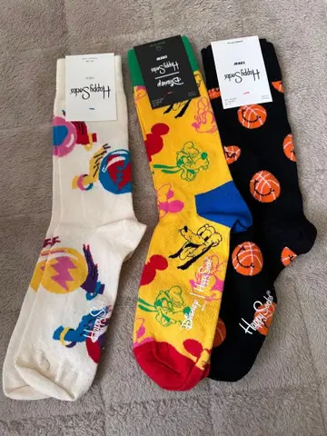 미사용 새상품 Happy Socks 3켤레 크루삭스 41-46