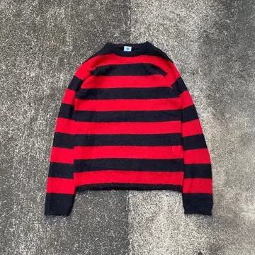 00s Y2K 모헤어 60% 샤기 보더 니트 그런지 카트