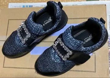 누디 워크 비쥬 장식 네이비와 블랙 스니커즈 23.0 cm