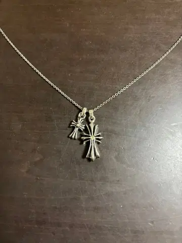 크로스 모티브 목걸이 2개의 펜던트