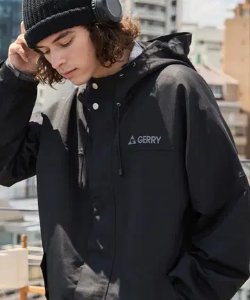 GERRY 제리 별주 [발수] 러버 로고 오버 사이즈 마운틴 후드티