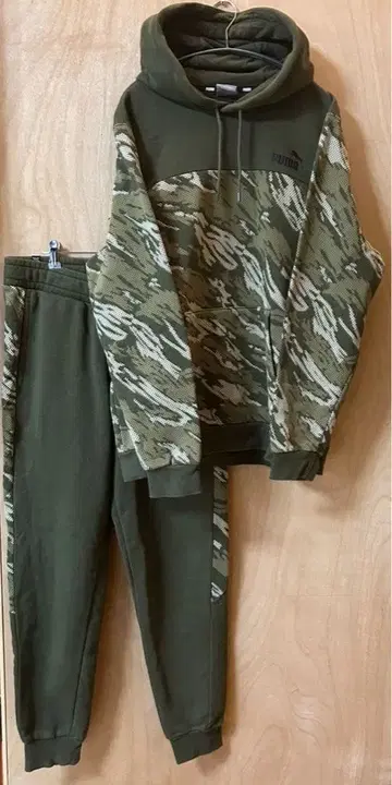 PUMA XL L 올리브 그린 카모플라쥬 후드티 셋업