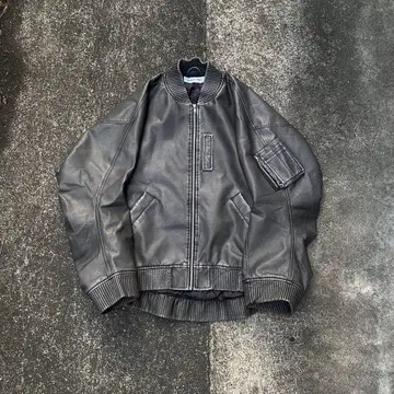 WHITELAND 오버 사이즈 MA-1 플라이트 자켓 가죽 충전솜