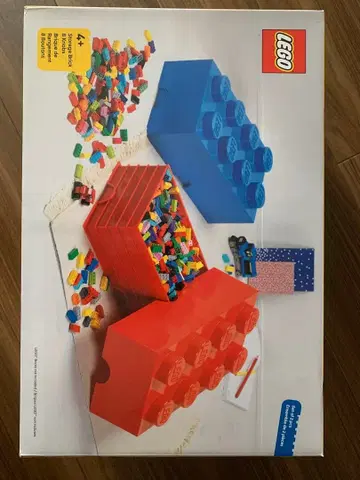 LEGO 수납 박스 빨간색 파랑 2개 세트
