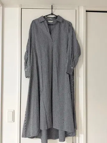 [ 새상품 ] BEAMS HEART 깅엄 체크 긴팔 셔츠 원피스