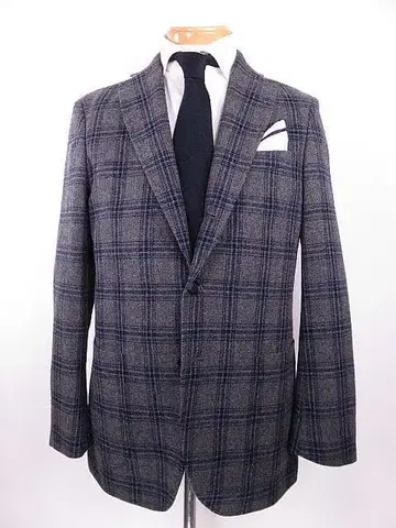 새상품급 타카큐 TAKA-Q 테일러드 자켓 그레이 체크 무늬 L