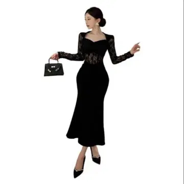 [JQBFL] 레이스 원피스 머메이드 드레스 긴팔