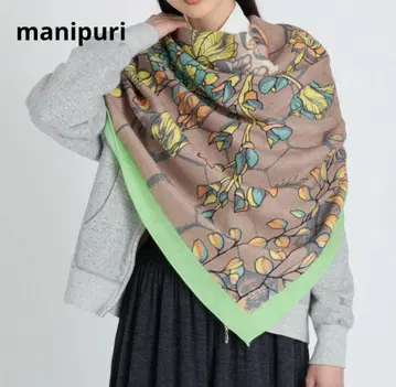 [새상품급] manipuri 울 실크 스톨 헤링본 직조 플라워 베이스