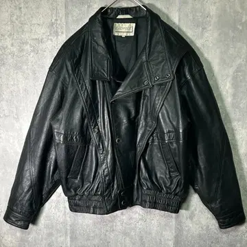 빈티지 가죽 자켓 블랙 천연 가죽 어깨 패드 없음