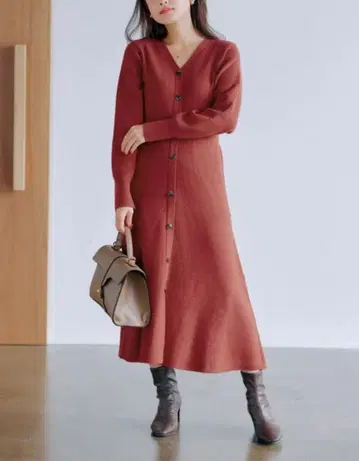 새상품 cohina 백 볼레로 내로우 니트 원피스 short 레드