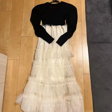 acka tulle tiered knit dress