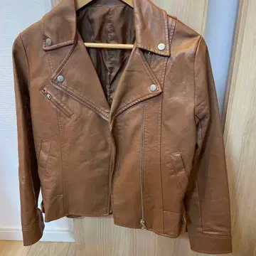 브라운 가죽 라이더 자켓