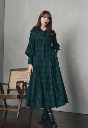 [ herlipto ] 하립투 체크 셔츠 원피스