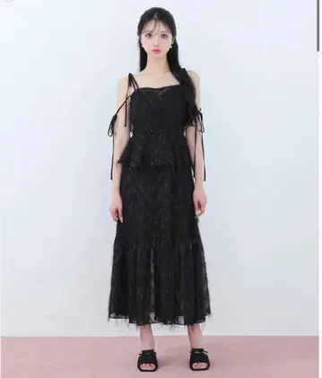 M me eme Lame fringe jacquard 원피스