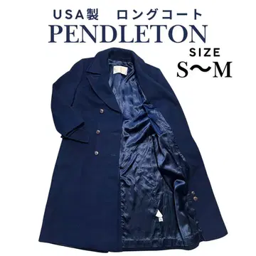 USA 제조/순모 PENDLETON 더블 롱 코트 다크 네이비 여성용 6