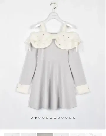 evelyn 리본 오프숄더 미니 원피스 아이스 그레이