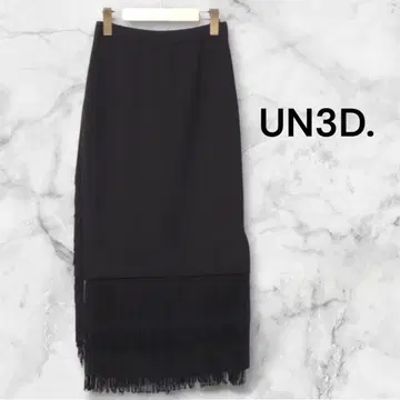 UN3D. 프린지 스커트 롱 타이트 블랙 36