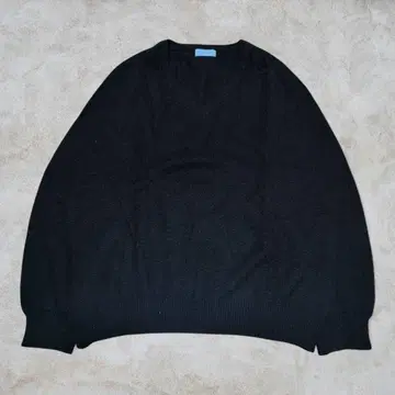 vintage Grand Slam 긴팔 니트 V넥 블랙 오버 사이즈