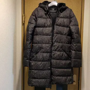 메종 스코치 다운 코트 레오파드 무늬