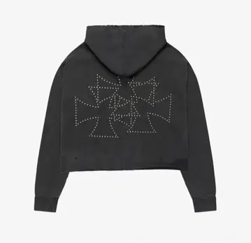 ASKYURSELF raw cross studs zip hoodie