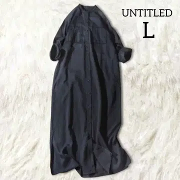 언타이틀 셔츠 원피스 롱 네이비 무지 L 긴팔 밴드 카라