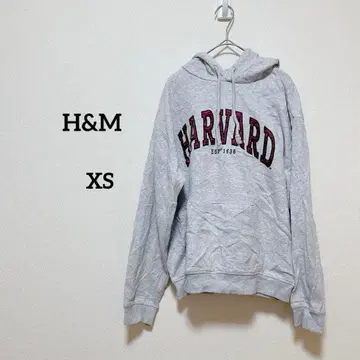 H&M HARVARD 후드 부착 후드티 XS 그레이