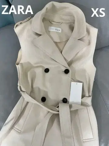 택 포함 새상품 ZARA 스웨이드풍 벨트 베스트 롱베스트 XS