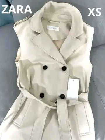 택 포함 새상품 ZARA 스웨이드풍 벨트 베스트 롱베스트 XS
