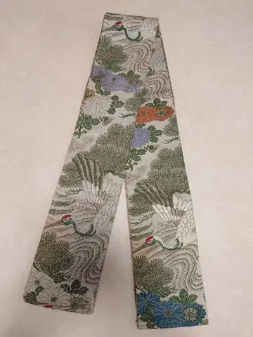 기모노 반폭 오비 학 무늬 앤티크