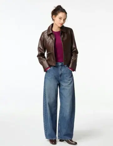 UNIQLO 배기 커브 청바지 25인치 67BLUE