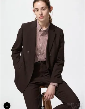 유니클로 더블 자켓 브라운 M