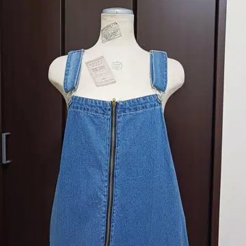 데님 프론트 지퍼 오버롤 스커트