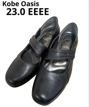 새상품급 Kobe Oasis 블랙 천연 가죽 펌프스 23.0 EEEE