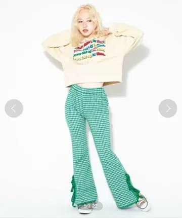 캔디 스트리퍼 GINGHAM RIBBON FLARE 팬츠