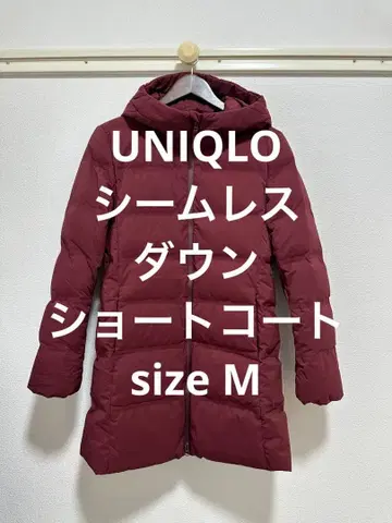 컨디션 최상 유니클로 심리스 다운 숏코트 레드 M