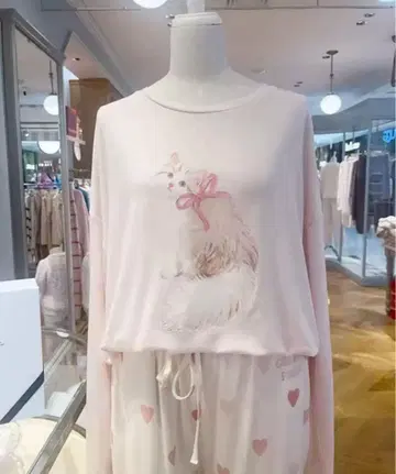 새상품 젤라또피케 고양이 캣 상하의 긴팔 세트 파자마 룸웨어