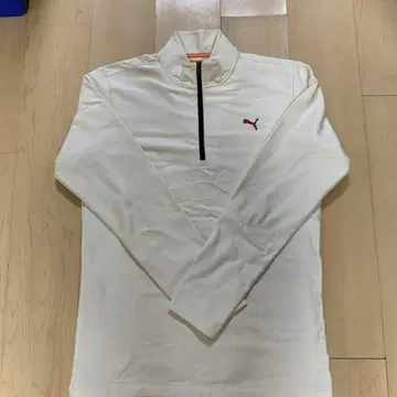 새상품급 PUMA 골프 두꺼운 원단 속기모 하프 지퍼 긴팔 셔츠 화이트