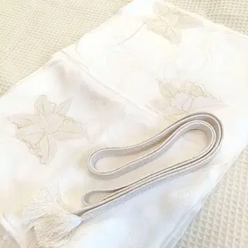 W10 오비 장식 천 허리띠 세트 화이트