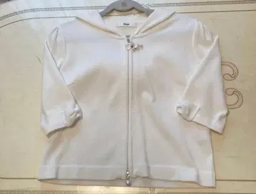 새상품급 더블 지퍼 후드티 펄 버튼 리본 화이트 화이트