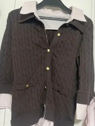 아푸와이저 리셰 소매 리본 레이어드 니트탑